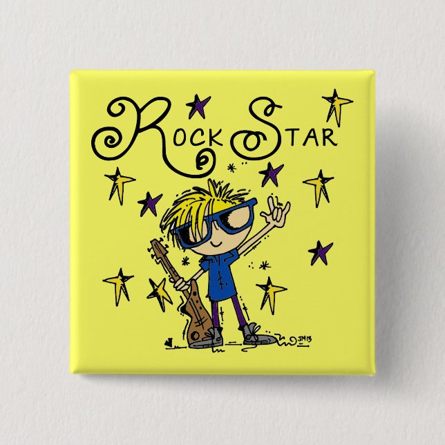 Chapa Cuadrada Estrella del rock rubia del muchacho (Anverso)