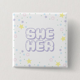 Chapa Cuadrada Estrella Lilac Confetti Ella/sus Pronounes
