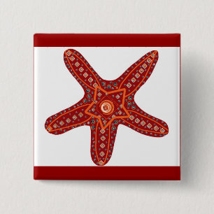 Chapa Cuadrada estrellas de mar anaranjadas y rojas