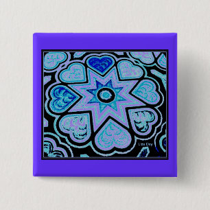 Chapa Cuadrada Estrellas y corazones azules eléctricos