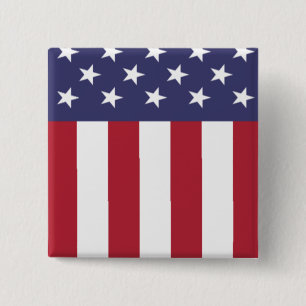 Chapa Cuadrada Estrellas y Franjas de la Bandera Americana Patrió
