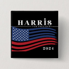 Chapa Cuadrada Estrellas y rayas Kamala Harris por la presidencia