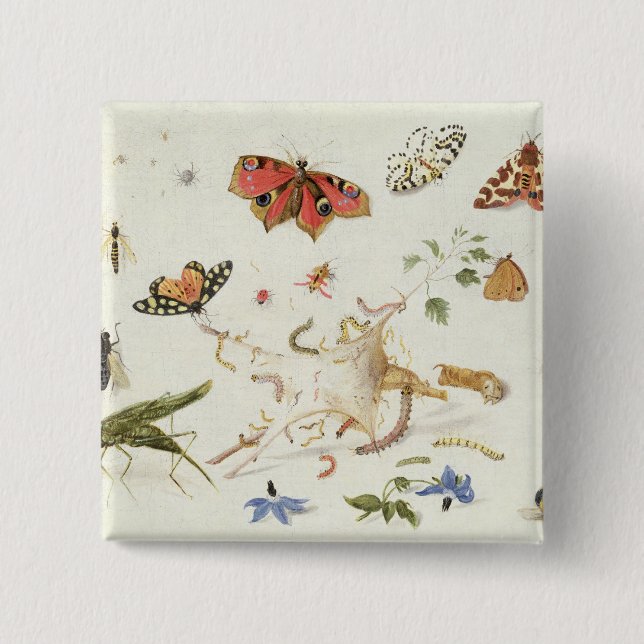 Chapa Cuadrada Estudio de insectos y de flores (Anverso)