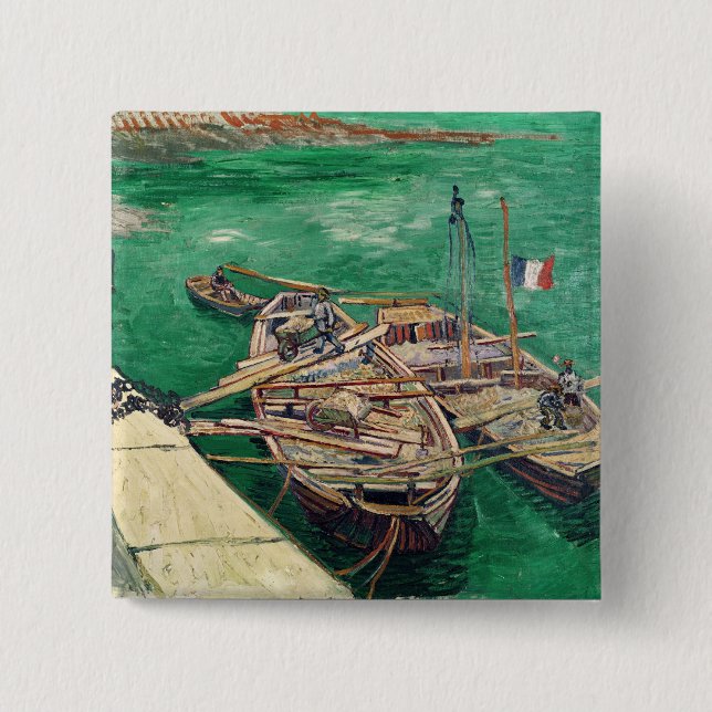 Chapa Cuadrada Etapa de aterrizaje de Vincent van Gogh el | con (Anverso)