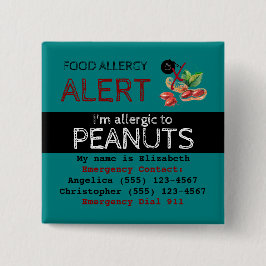 Chapa Cuadrada Etiqueta de alerta verde azulada para alimentos de