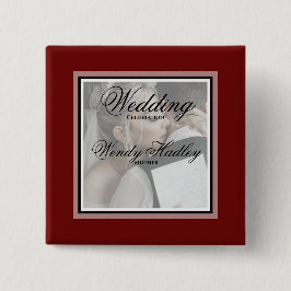 Chapa Cuadrada Etiqueta de nombre de boda personalizable Burdeos