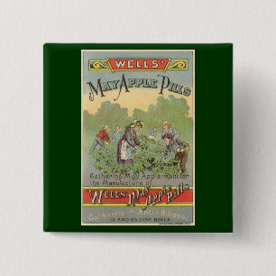 Chapa Cuadrada Etiqueta de producto vintage Art, Wells May Apple