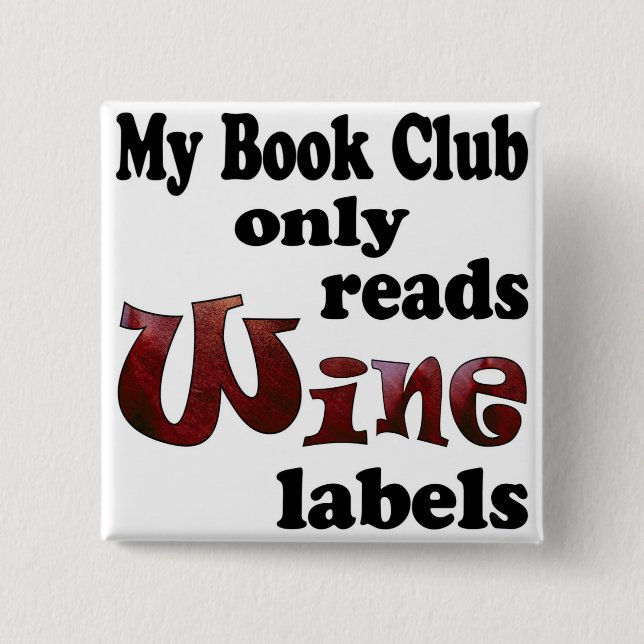 Chapa Cuadrada Etiquetas de vino para club de lectura (Anverso)