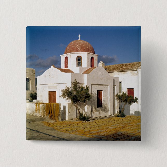 Chapa Cuadrada Europa, Grecia, Mykonos. Redes de pesca secas en e (Anverso)