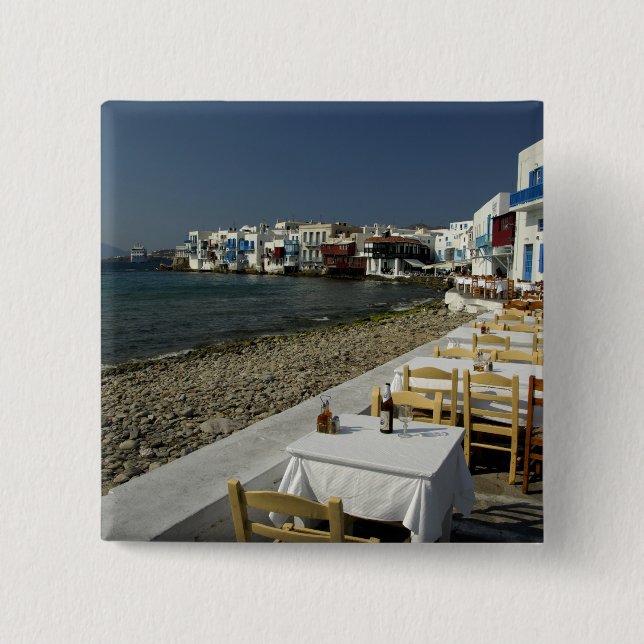 Chapa Cuadrada Europa, Grecia, Mykonos. Vistas al mar (Anverso)