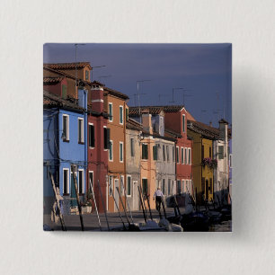 Chapa Cuadrada Europa, Italia, Venecia. Casas multicolores