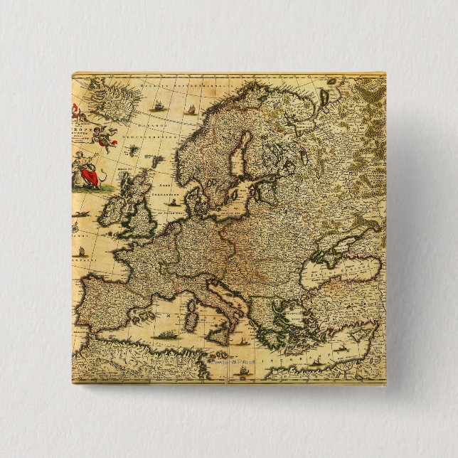 Chapa Cuadrada EuropaMapa PanorámicoEuropa (Anverso)