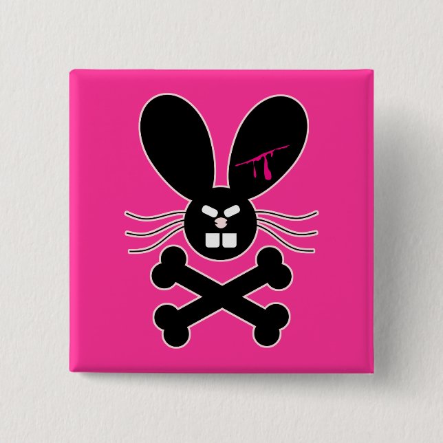 Chapa Cuadrada Evil Emo Bunny Crossbone (Anverso)