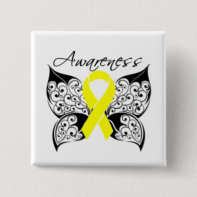 Chapa Cuadrada Ewing Sarcoma Butfly Ribbon (Anverso)