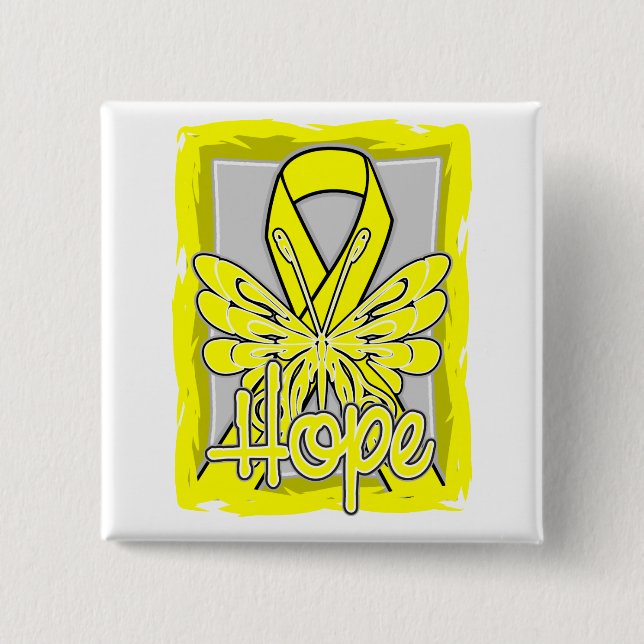 Chapa Cuadrada Ewing Sarcoma Esperanza Retrato de Mariposa (Anverso)