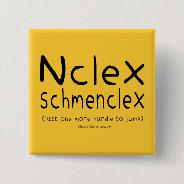 Chapa Cuadrada Examen de la enfermería de NCLEX Schmenclex (Anverso)