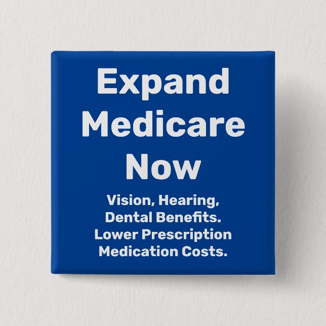 Chapa Cuadrada Expandir Medicare ahora (Anverso)