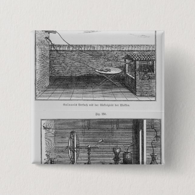 Chapa Cuadrada Experimento en ranas de Louis Galvani (Anverso)