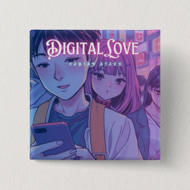 Chapa Cuadrada Fabian Starr Digital Love Fan Button (Anverso)