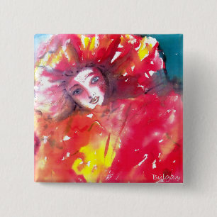 CHAPA CUADRADA FACHAS MASQUERADAS VENECIANAS - MÁSCARA EN ROJO