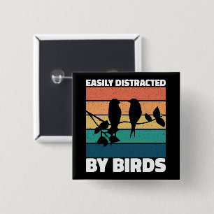 Chapa Cuadrada Fácilmente Distraído Por Aves Aves Cute Propietari