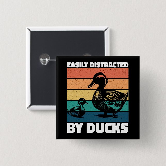 Chapa Cuadrada Fácilmente Distraído Por Los Patos Que Pertenecen  (Anverso y reverso)