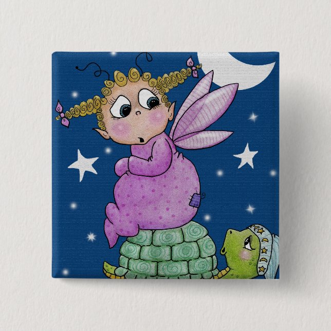 Chapa Cuadrada Fairy Baby despierta al Sr. Turtle (Anverso)