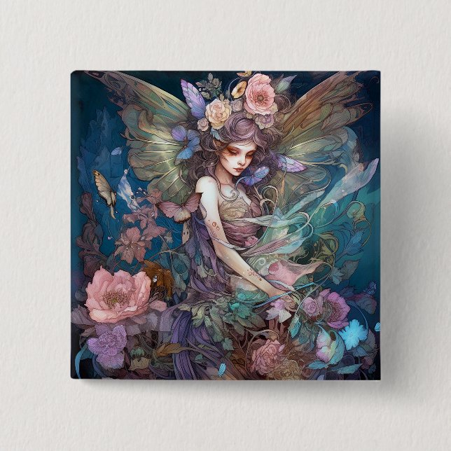 Chapa Cuadrada Fairy Woman Fantasy Art (Anverso)