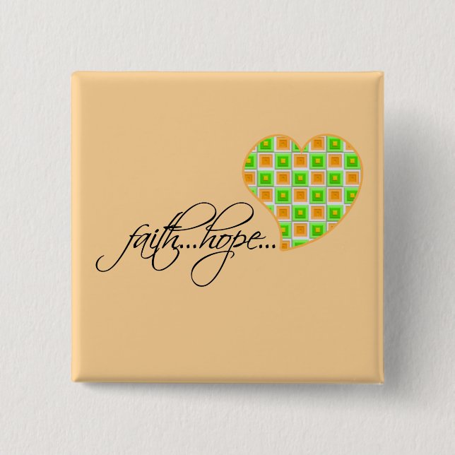 Chapa Cuadrada Faith Hope Love Heart 1 Corinthians 13:13 (Anverso)