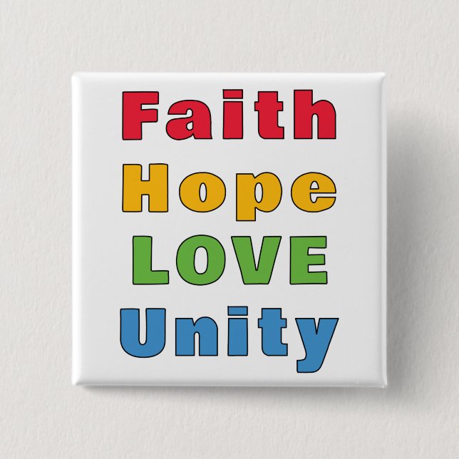 Chapa Cuadrada Faith Hope Love Unity (Anverso)