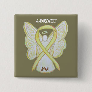 Chapa Cuadrada Falta en acción (MIA, Awareness Ribbon Angel Pin)