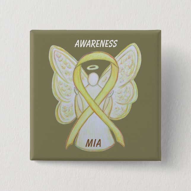 Chapa Cuadrada Falta en acción (MIA, Awareness Ribbon Angel Pin) (Anverso)