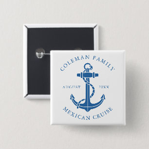 Chapa Cuadrada Familia a juego con ancla náutica personalizada