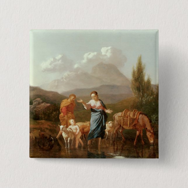 Chapa Cuadrada Familia santa en una corriente (Anverso)