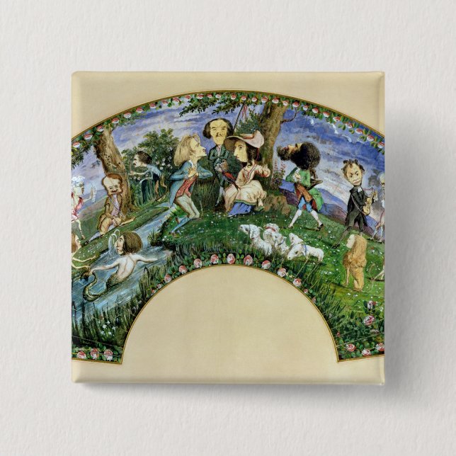Chapa Cuadrada Fan que representa George Sand y a sus amigos (Anverso)
