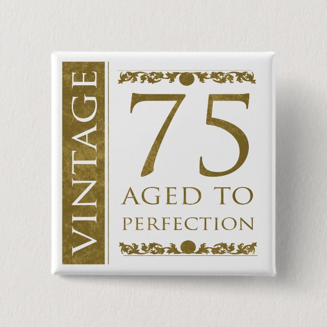Chapa Cuadrada Fancy Vintage 75th Birthday (Anverso)