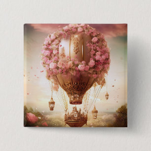 Chapa Cuadrada Fantasía Globo de aire caliente Oro rosa