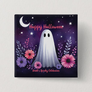 Chapa Cuadrada Fantasma caprichoso y floral fantasmagórico morado