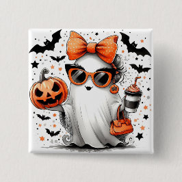 Chapa Cuadrada Fantasma de Halloween