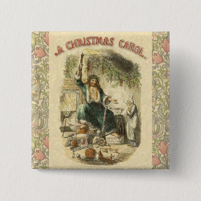 Chapa Cuadrada Fantasma de la Navidad Presente Scrooge (Anverso)