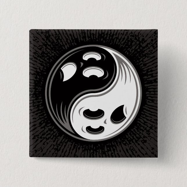Chapa Cuadrada Fantasma Yin Yang Negro y Blanco (Anverso)