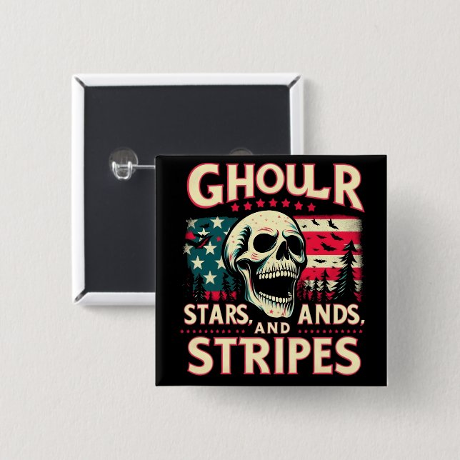 Chapa Cuadrada Fantasmas, estrellas y rayas (Anverso y reverso)