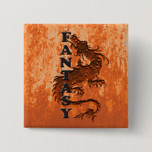 Chapa Cuadrada FANTASY dragón en roya (Anverso)
