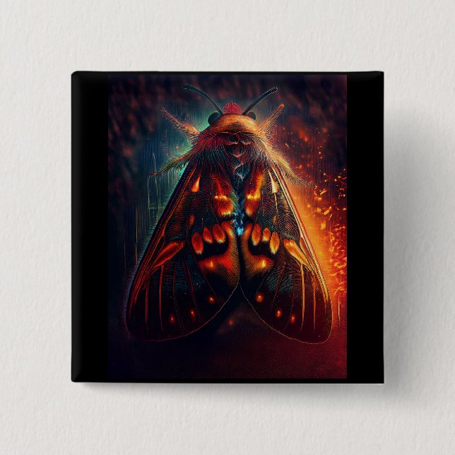 Chapa Cuadrada Fantasy Version Of A Clown Face Tiger Moth (Anverso)