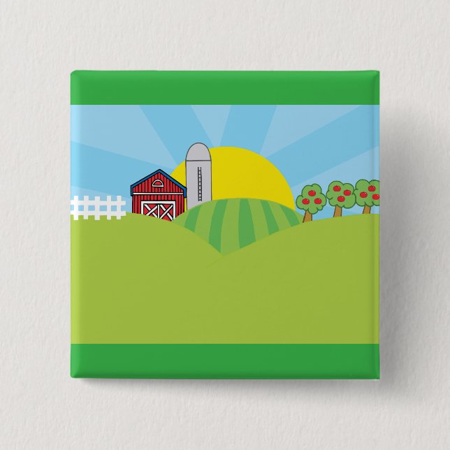 Chapa Cuadrada Farm Landscape Red Barn Silo Apple Trees (Anverso)