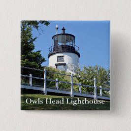 Chapa Cuadrada Faro de la cabeza de búho, Maine Pin