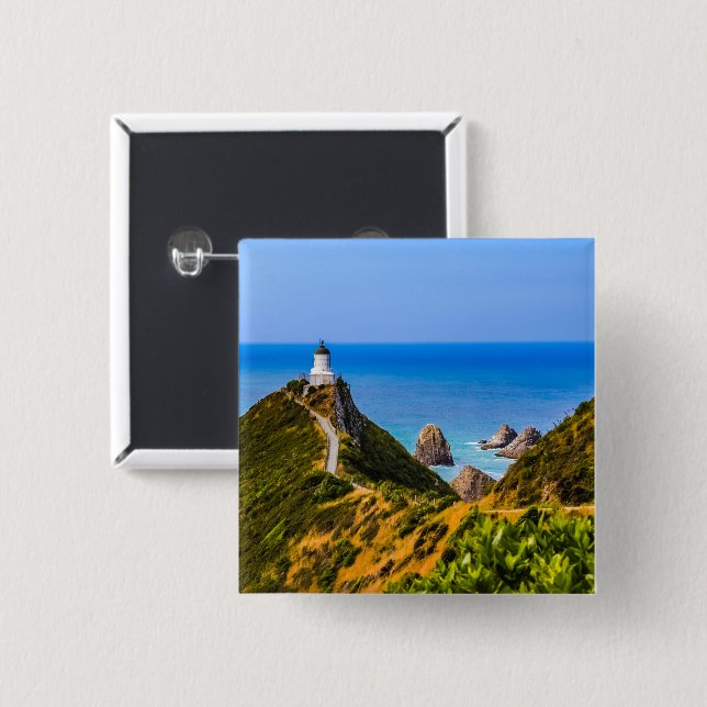 Chapa Cuadrada Faro de Nugget Point, Nueva Zelanda (Anverso y reverso)
