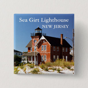 Chapa Cuadrada Faro Sea Girt, Pin de Nueva Jersey