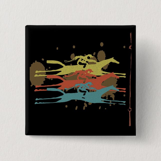 Chapa Cuadrada Favores de fiesta de la carrera de caballos (Anverso)