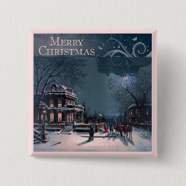 Chapa Cuadrada Felices Navidad del vintage